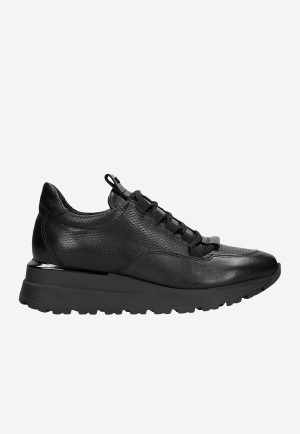 Wojas Czarne Sneakersy Damskie Na Wysokiej Podeszwie