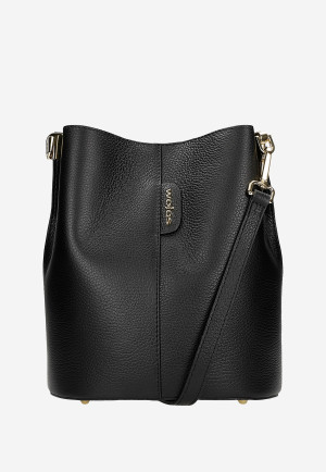 Wojas Czarna Skórzana Torebka Damska Bucket Bag
