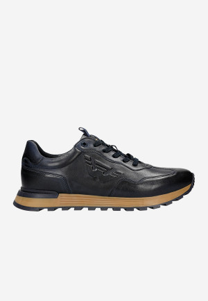 Wojas Granatowe Sneakersy Męskie Z Tłoczonym Logo