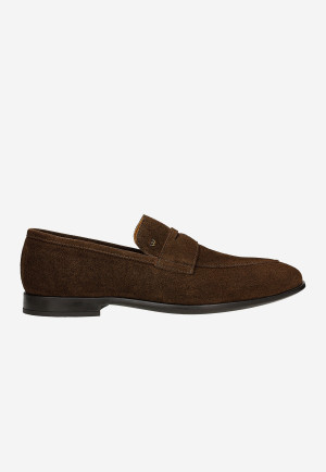 Wojas Brązowe Loafersy Męskie Z Dwoiny Welurowej