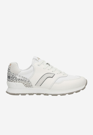 Białe Sneakersy Damskie Relaks Z Aplikacją W Srebrną Panterkę