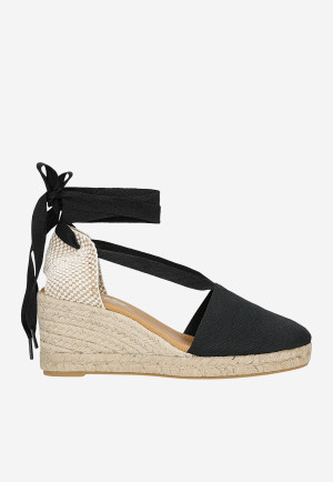 Czarne Zabudowane Espadryle Damskie Relaks