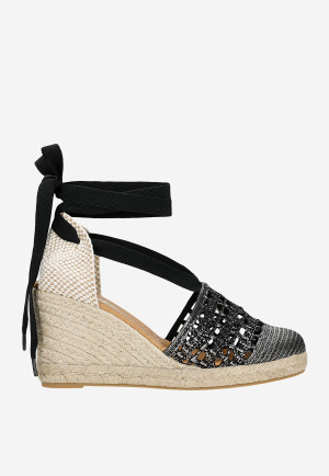 Relaks Boho Sandały Na Koturnie W Stylu Espadryli Z Wiązaniem Na Kostce