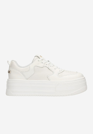 Wojas Białe Skórzane Sneakersy Na Wysokiej Platformie