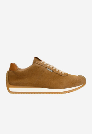 Wojas Beżowe Sneakersy Z Dwoiny Welurowej
