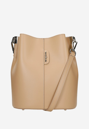 Wojas Beżowa Skórzana Torebka Damska Bucket Bag