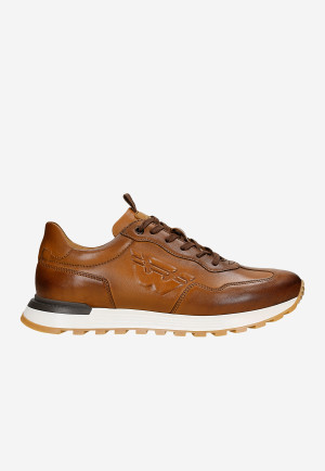 Wojas Jasnobrązowe Sneakersy Męskie Ze Skóry Licowej