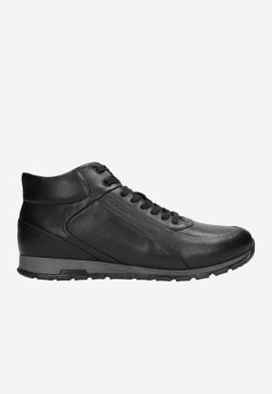 Wojas Czarne Wysokie Sneakersy Męskie Ze Skóry Licowej