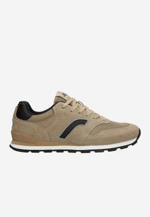 Beżowe Sneakersy Relaks Unisex Z Czarnymi Elementami