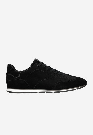 Wojas Czarne Sneakersy Męskie Z Dwoiny Welurowej