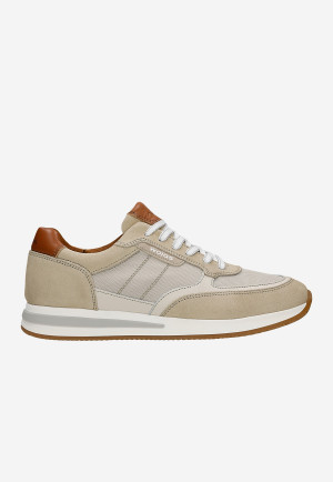 Wojas Beżowe Męskie Sneakersy Z Brązowymi Wstawkami