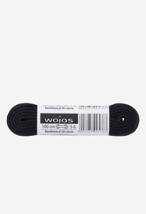 Wojas Wojas Sznurowadła Czarne 100Cm/6Mm Bawełniane Płaskie