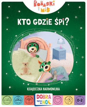 Kto gdzie śpi? Książeczka harmonijka. Bobaski i Miś. Dobranoc, Trefliki na noc.