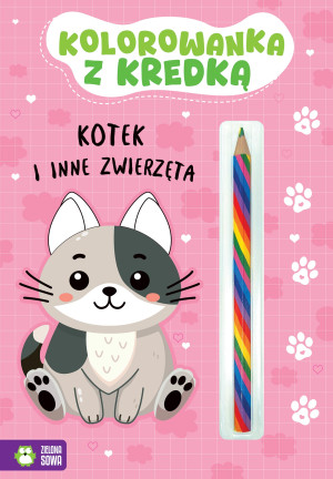 Kotek i inne zwierzęta. Kolorowanka z kredką