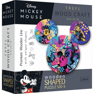 Puzzle 500+5 drewniane konturowe  Kolorowa Myszka Mickey 20168
