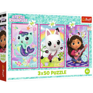 Puzzle 3x50  Poznajcie Gabby i kotki 34876