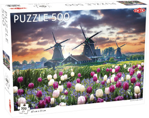 Puzzle 500 Landscape Old Mills and Tulips