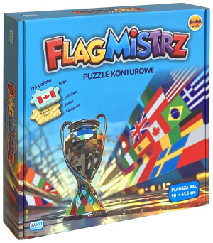 Flagmistrz Puzzle konturowe 98 x 63,5 cm Mapa Flagi i stolice państw świata