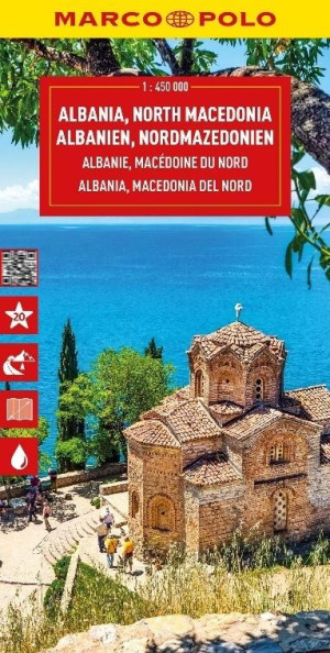 Mapa drogowa Albania Macedonia Północna 1:450 000