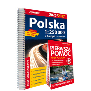 Atlas samochodowy Polska 1:250000 + Pierwsza pomoc