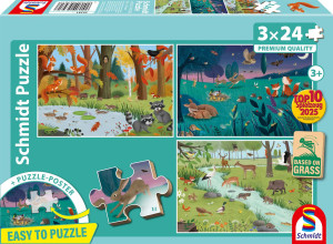 Puzzle 3x24 PQ Leśne zwierzęta 113957