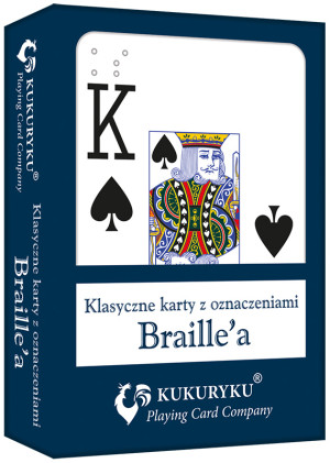 Karty do gry niebieskie ze znakami Braille"a