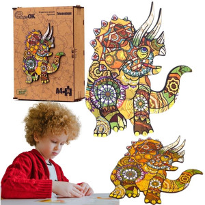 Puzzle drewniane eko 74 Triceratops A4