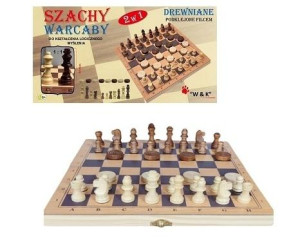 Szachy i warcaby 2w1 drewniane 29x29cm