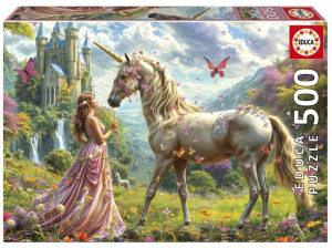 Puzzle 500 Wróżka, jednorożec i motyl