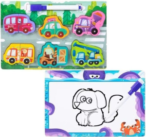 Puzzle drewniane 2w1 z tablicą