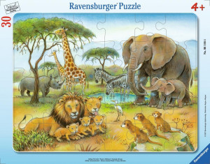Puzzle 30 African Animal World Frame