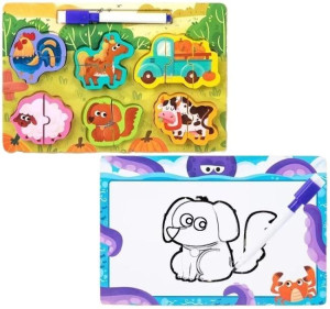 2 w 1 puzzle drewno i tablica