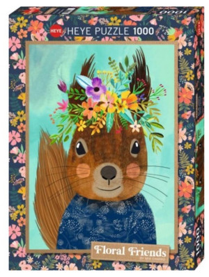 Puzzle 1000 Floral Friends, Wiewiórka, Mia Charro