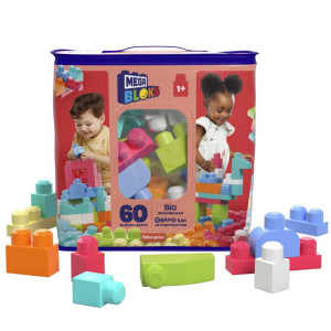 Mega Bloks Duża ECO torba z klockami różowa