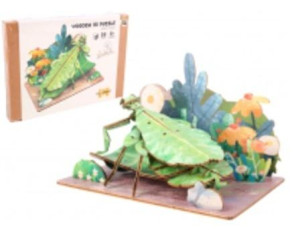 Puzzle 3D drewniane liściec w otoczeniu natury