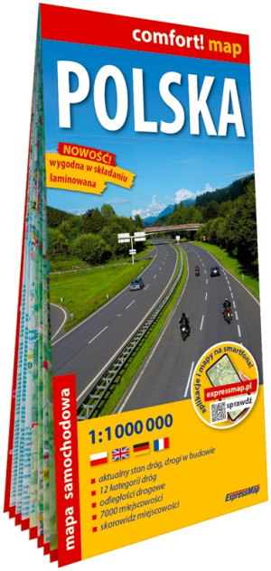 Polska laminowana mapa samochodowa 1:1 000 000