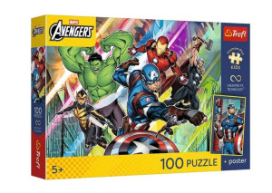 Puzzle 100 Marvel Potęga i moc + plakat