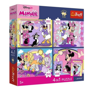 Puzzle 4w1 Disney Minnie + plakat TREFL