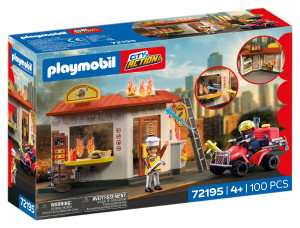 Playmobil Quad straży pożarnej oraz stoisko z burg 72195
