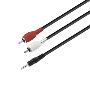 1,5m Audiokabel 2x Cinch 3,5mm Klinkenstecker Stereo