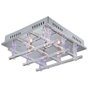 Deckenlampe mit Effektbeleuchtung in blau und Fernbedienung