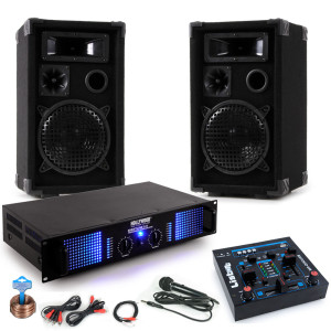2400W PA Partyanlage Boxen Verstärker Mixer DJ-580