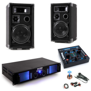 Partyanlage mit Verstärker USB Mischpult und Boxen DJ-631