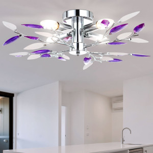 Deckenleuchte, Chrom, Blätterdesign, 62 cm