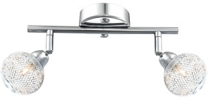 Deckenlampe, Kristall, Chrom, Spots beweglich, L 25 cm