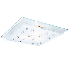 Deckenleuchte aus Chrom und Glas mit opalem Muster JASMINA