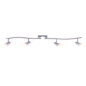 Deckenlampe aus mattem Nickel und weiß gestreiftem Glas