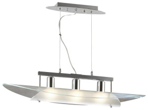 Hängeleuchte, Chrom, Glas satiniert, H 140 cm