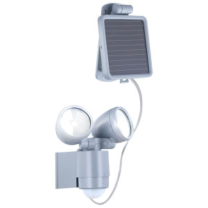 LED Solar Wandleuchte, Bewegungsmelder, schwenkbar, silber