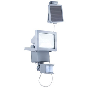 LED Solar Wandleuchte, Bewegungsmelder, schwenkbar, silber